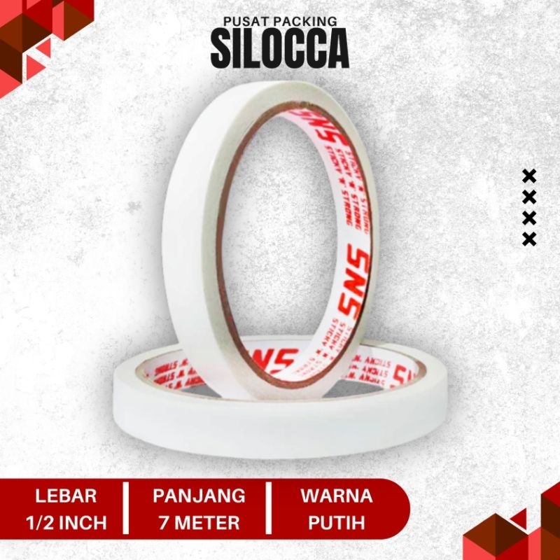 

DOUBLE TAPE/LAKBAN 2 SISI 1/2 INCH 12 MM X 7 METER SNS KUALITAS TERBAIK/SOLASI/SELOTIP/LAKBAN/ISOLASI/SOLATIP/TAPE