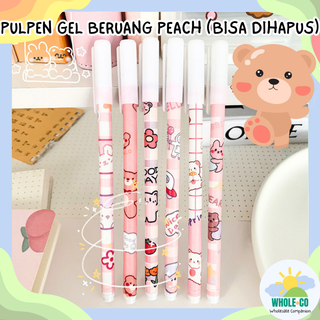 

Pulpen Gel Beruang Peach Odemei Premium Bisa Dihapus Pastel Pink Lucu Unik Imut Termurah Grosir Cod