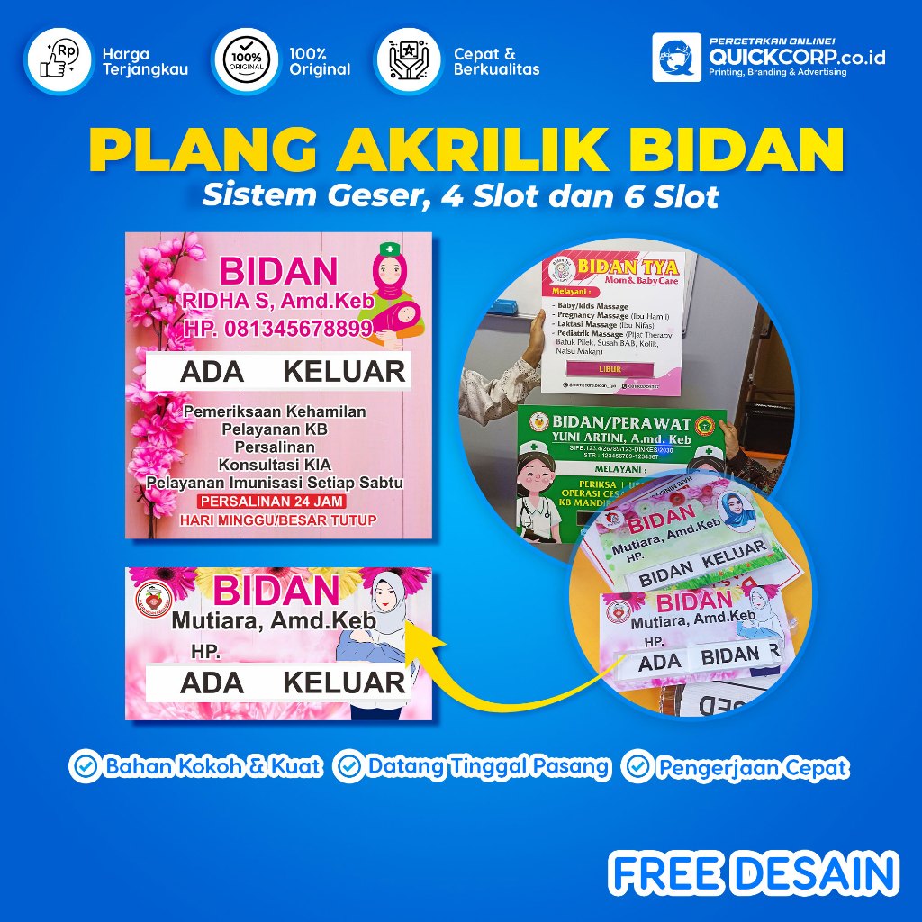 

Plang Nama Praktik Bidan Costum – Akrilik Minimalis dan Modern