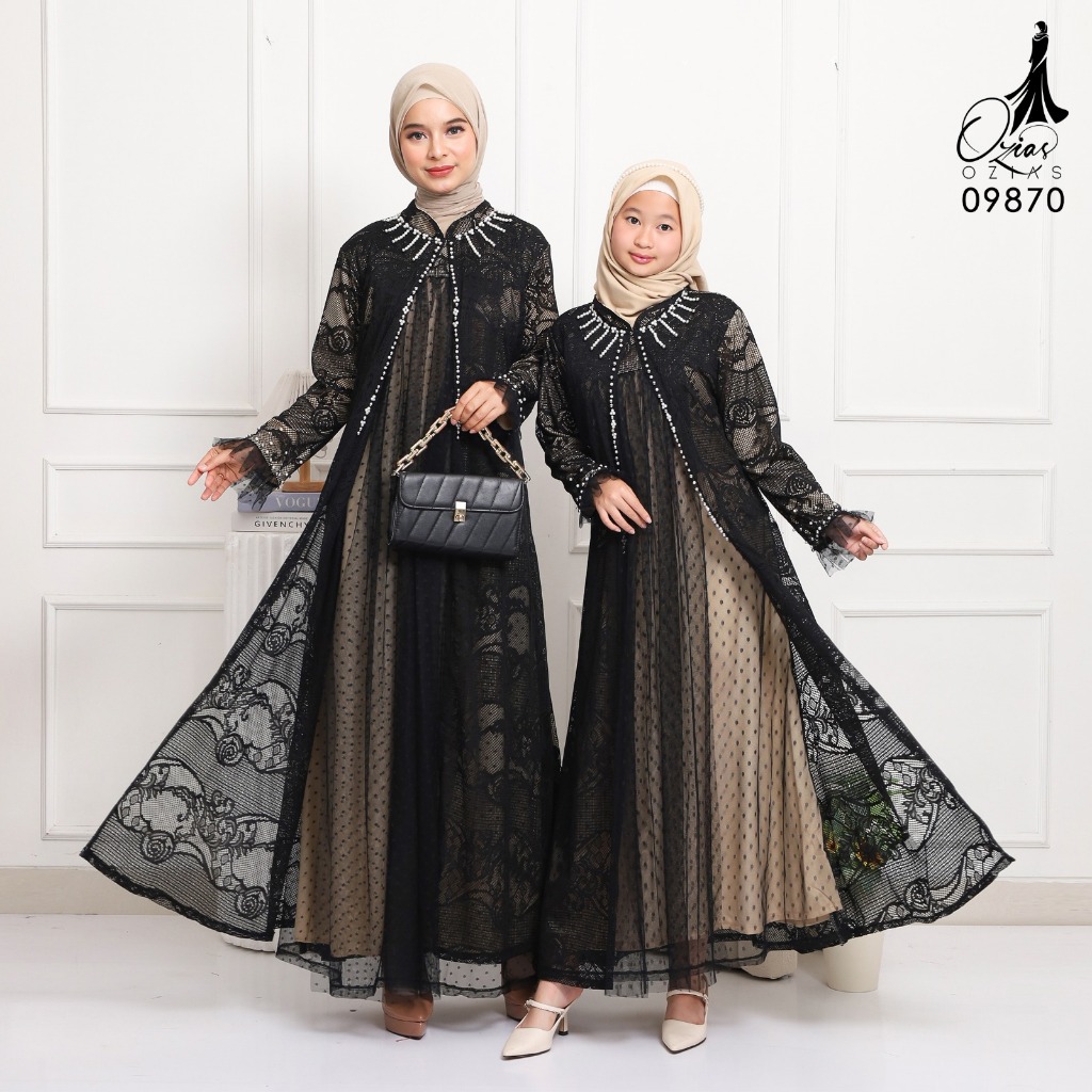 GAMIS OZIAS BROKAT HARUKA 09870 LD 102 120 80 90 I Gamis Couple Ibu Anak I Gamis Simpel