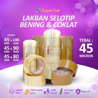 

Lakban Selotip Bening 72 Yard/90 Yard/100 Yard x 45 mm murah Kuat Tebal