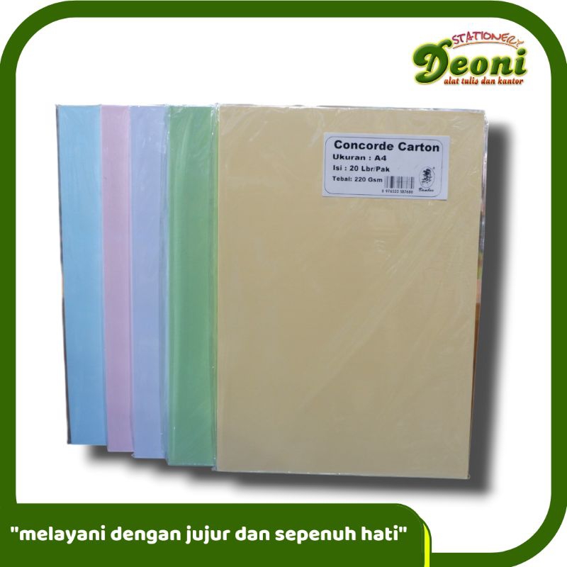 

BAMBOO Kertas Karton Concorde A4 220gsm ( 1 Pak / 20 Lembar )