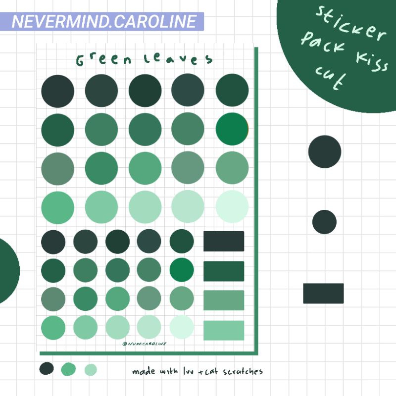 

Stiker sheet A6 stiker bulat Warna hijau dedaunan | Stiker jurnal , catatan , hiasan murah