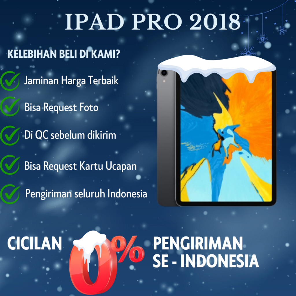 Ipad Pro 12.9 GEN 3 2018 64GB 128GB 256GB 512GB 1TB Wifi Only Second Original Fullset