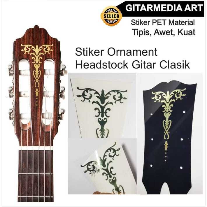 Stiker ornament headstock kepala gitar classic universal keren aestetic