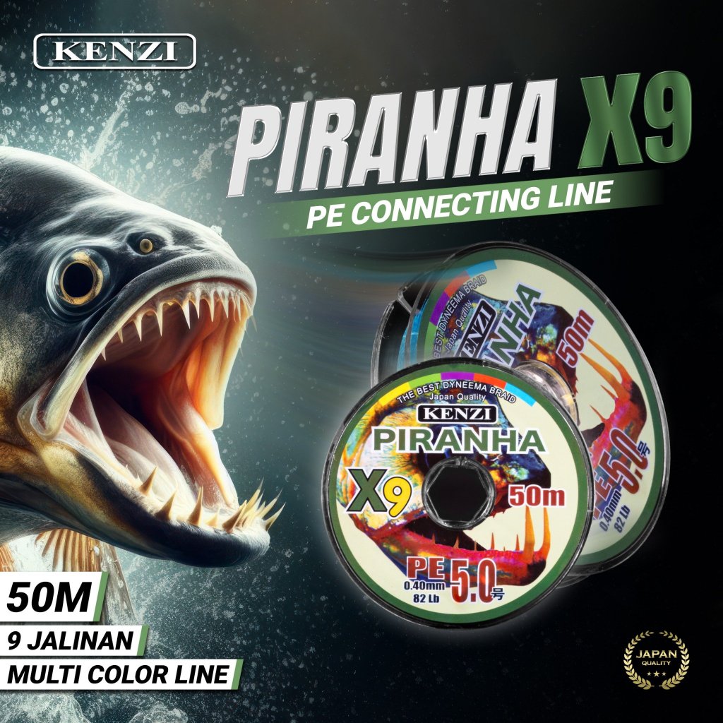 Senar PE Kenzi Piranha X9 50m 10x50m Panjang 500m