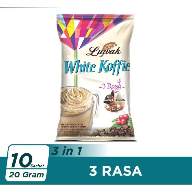 

Kopi Luwak White Koffie 3 Rasa - isi 10 sachet Rasa Moka, Vanilla, Caramel