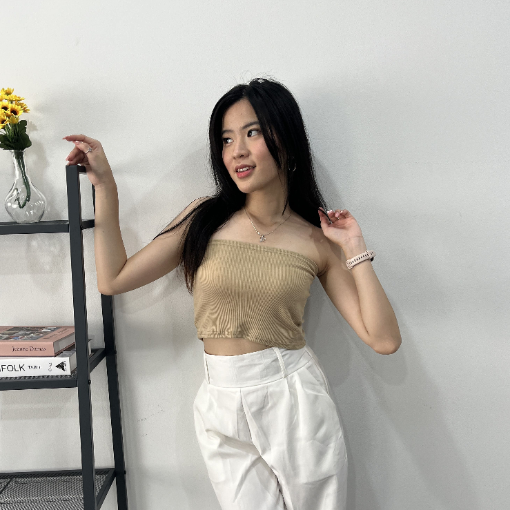 Awet [Lolabae] Tube Atasan Kemben Wanita Knit Tube Top Kemben Rajut Wanita Kemben Dalaman Kemben