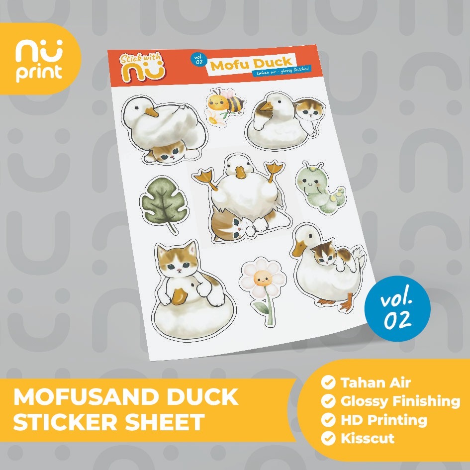 

Sticker Sheet Mofusand Duck Aesthetic Waterproof Kisscut