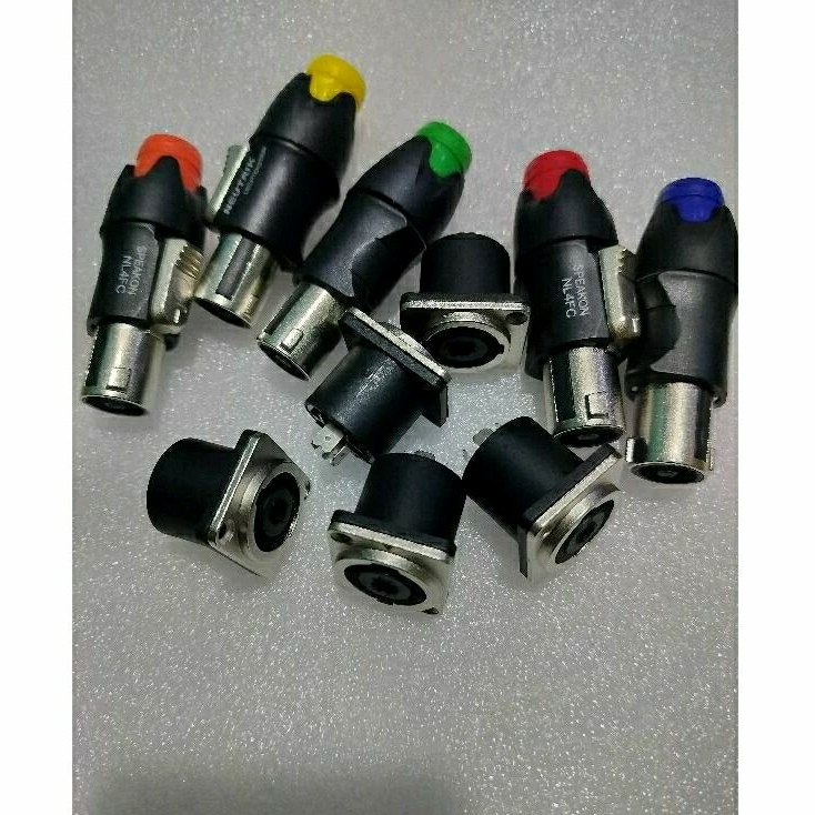 Lima Set Jek Speakon Neutrik Besi Warna+Soket Speakon Besi Neutrik