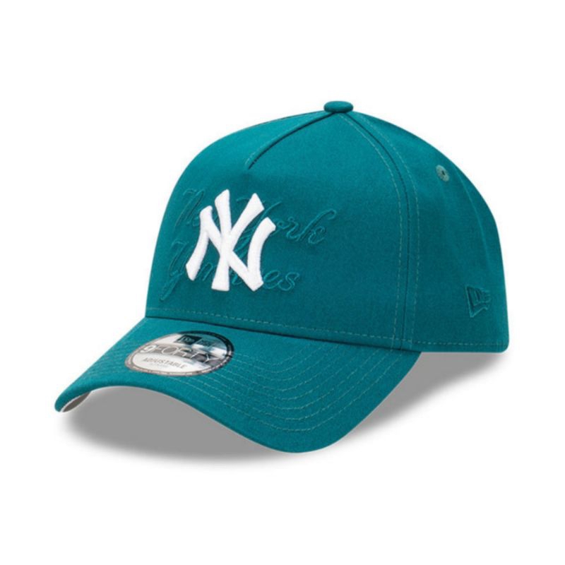 Topi New Era Cap New York Yankees Tonal Script Midnight Green Type A Frame 9Forty Adjustable Origina
