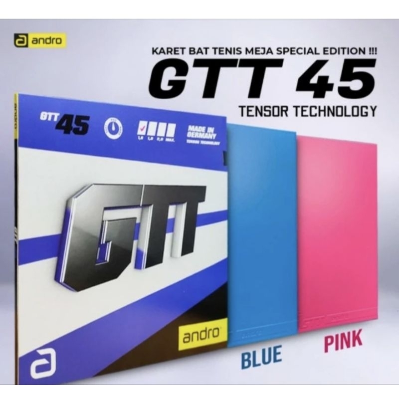 Karet Pingpong Andro GTT 45 Pink and blueTensor Technology - blue