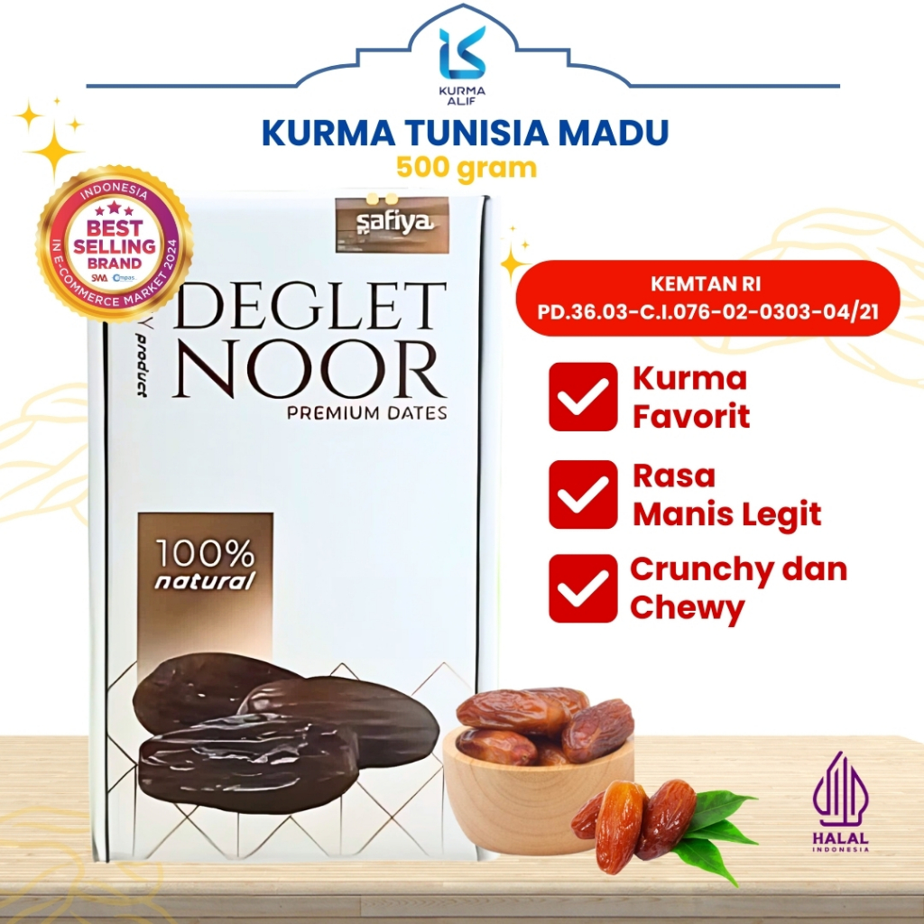 

Kurma Tunisia Madu 500 gr Deglet Noor Tunisia Tanpa Tangkai