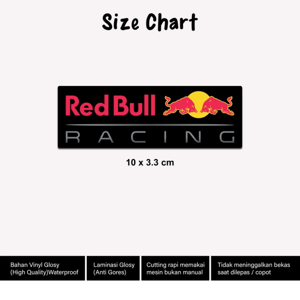 

Stiker Redbull Panjang 10 cm Bodi Motor Laminasi Glossy 1pcs Sticker Red Bull Merah