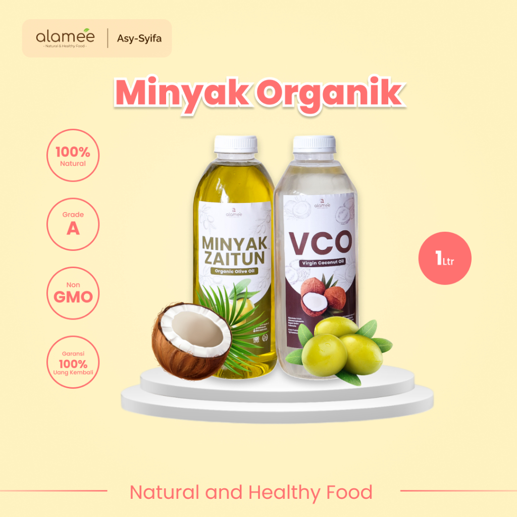 

ALAMEE Virgin Coconut Oil Minyak Zaitun Kelapa Murni Extra VCO Dapat Di minum Di masak Organik 1Ltr