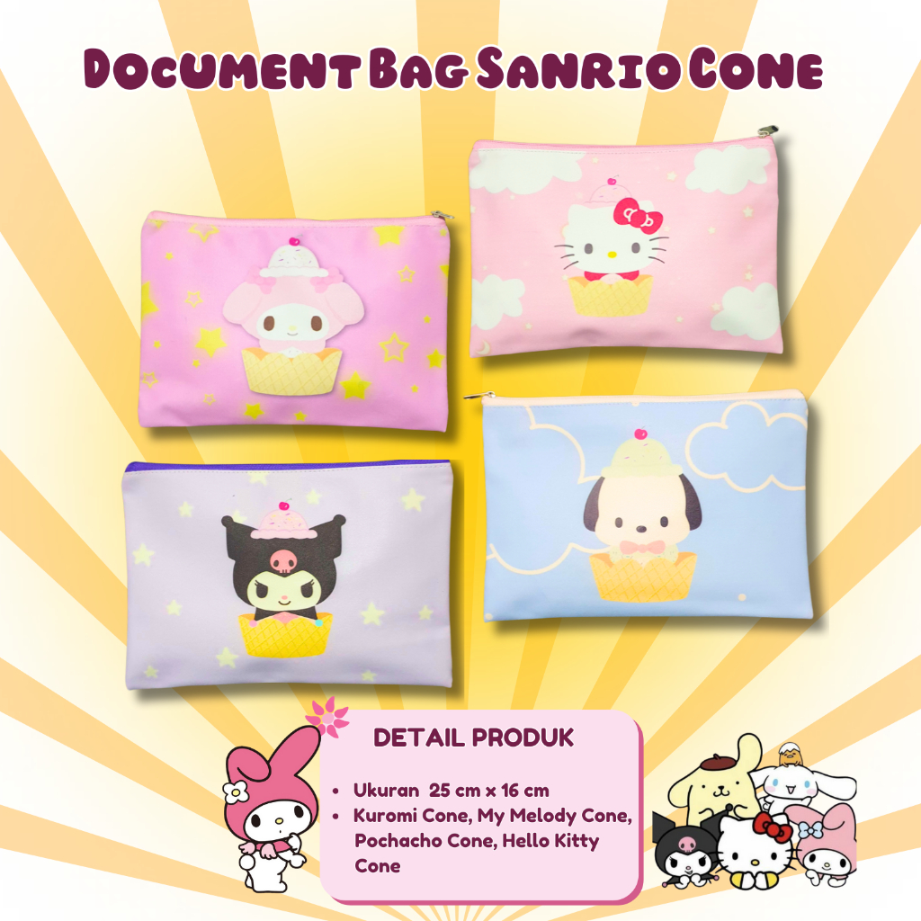 

TCW Document Bag Fancy uk A5 25 x 16 TCW02 sanrio in the cone kuromi - hk - pochaco - mymelody