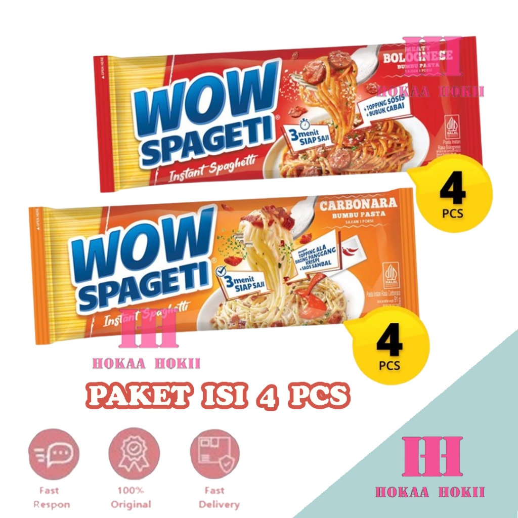 

WOW Spageti Paket Hemat Isi 4 Pcs Carbonara - Bolognese - Aglio