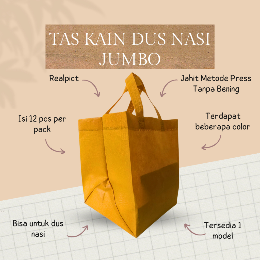 

Tas Kain Spunbond BOX JUMBO Dus Tart / Dus Nasi Jumbo / Kantong 3D Tinggi 30 - Tak Kain Spunbond