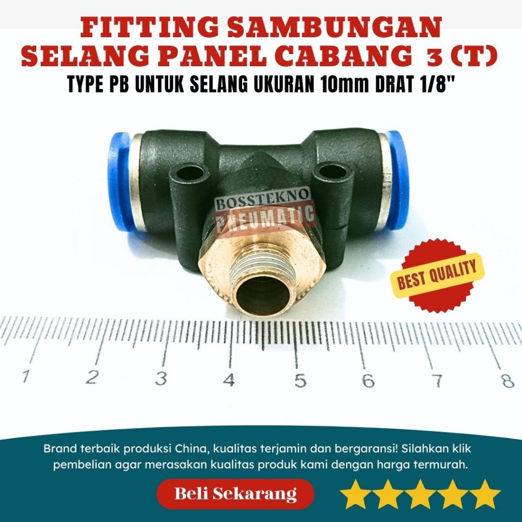PB 10 01 FITTING SAMBUNGAN SELANG ANGIN 10mm DRAT 9mm
