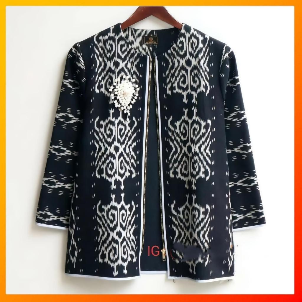 BLAZER/OUTER TENUN / BAJU ATASAN KERJA WANITA TENUN ENDEK PREMIUM  03 linen hitam Outer Katun