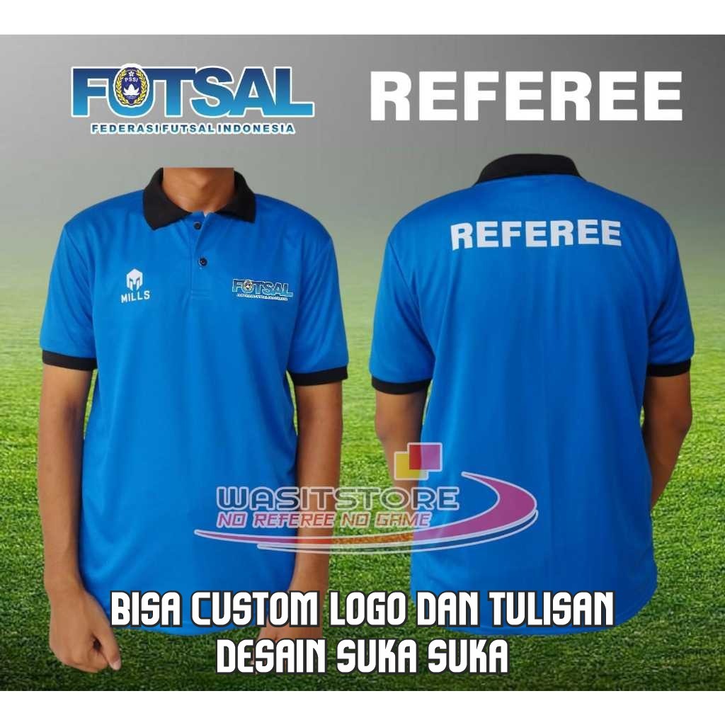 BAJU WASIT WANGKI CUSTOM / BAJU LATIHAN  MLLS -  KERAH HITAM ( Logo: MLLS - FUTSAL FEDERATION  - BEL