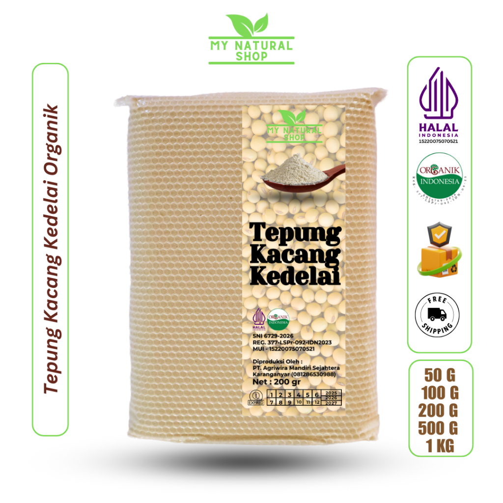 

Tepung Kacang Kedelai Organik 100 g, 200 g, 500 g, 1 kg