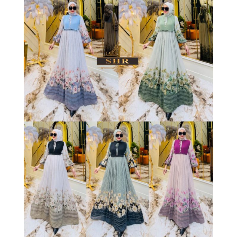 terbaru original shr gamis set hijab ceruty premium