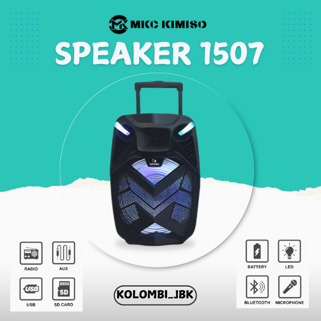 MKC KIMISO QS-1507 SPEAKER BLUETOOTH FREE MIC 15 INCH XTRA BASS