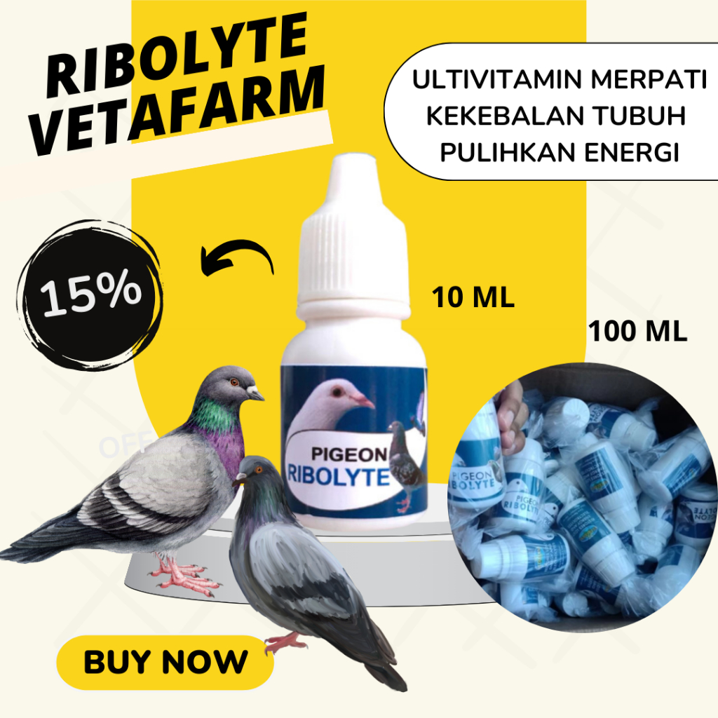 Termurah - Promo RIBOLYTE VETAFARM MULTIVITAMIN MERPATI KEKEBALAN TUBUH PULIHKAN ENERGI - RIBOLYTE V