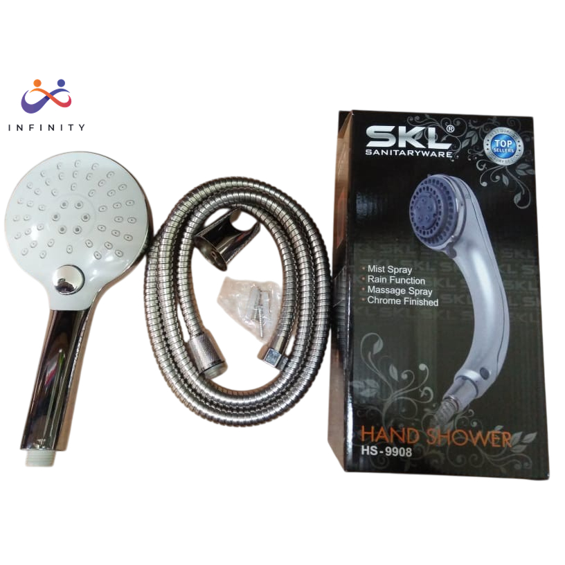 Shower Mandi Hand Sower Set Handshower Tombol Stel Air On/Off SKL 9908 INF