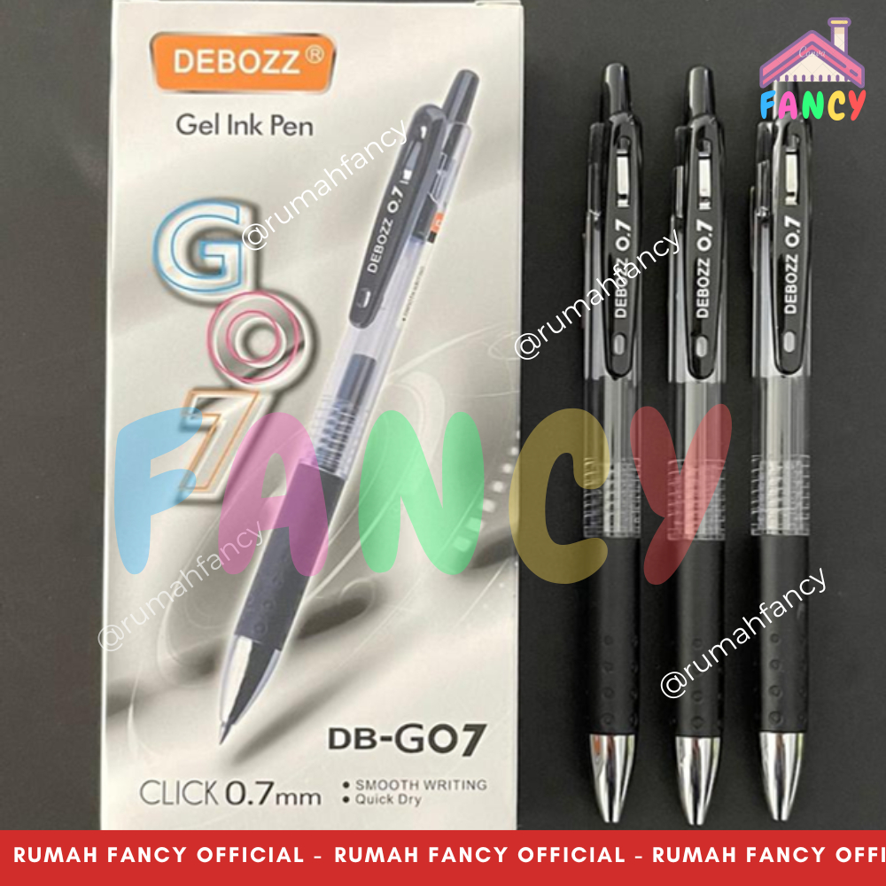 

RK [GROSIR] 1 LUSIN isi 12 PCS Pulpen HITAM/Bolpen/Ballpoint/Gel/Click Debozz DB-G05 0.5 mm / G07