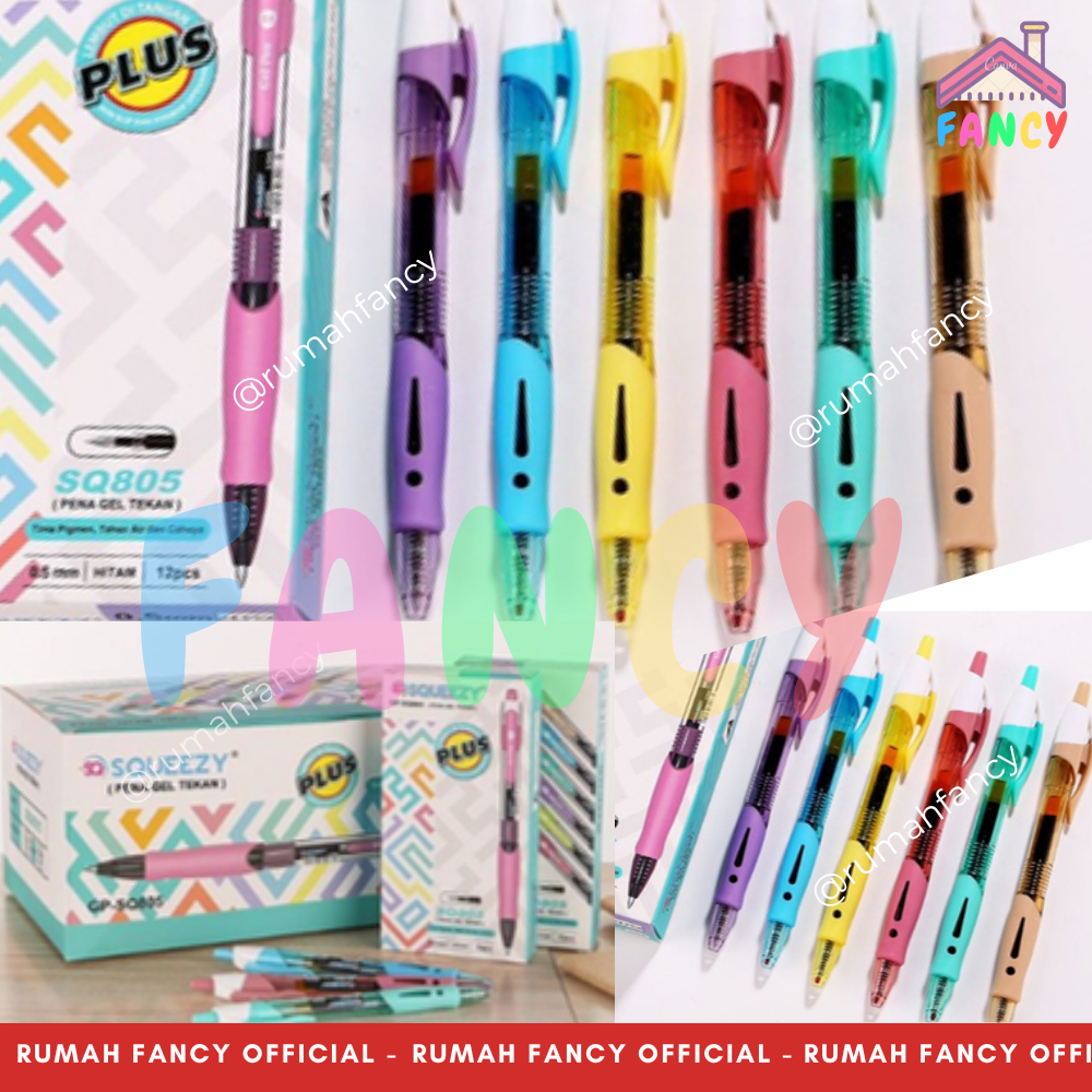 

[1 LUSIN/12PCS] Bolpen / Puplpen / Pena Gel Click Cetek 0.5mm Merek SQUEEZY SQ 805 TINTA HITAM