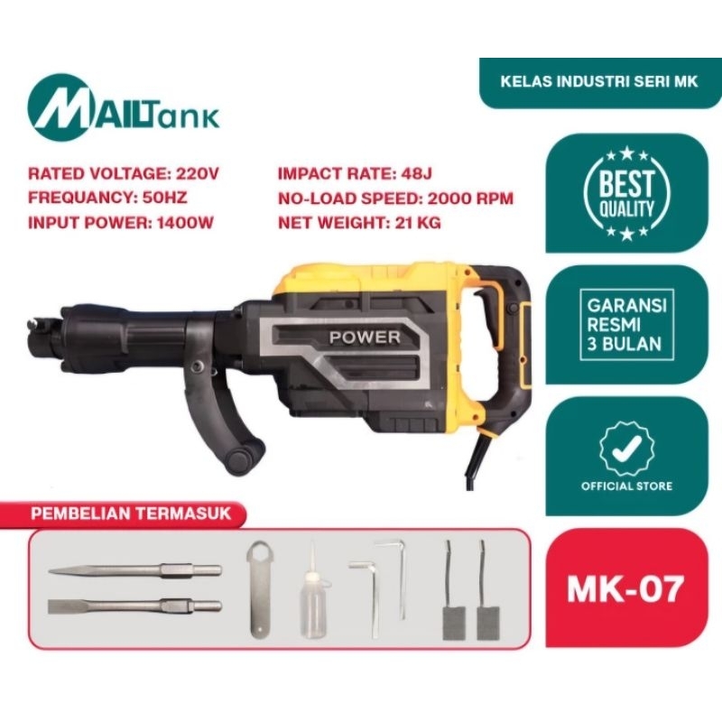 MAILTANK MK07 MESIN BOBOK BETON DEMOLITION HAMMER ELEKTRIK BREAKER