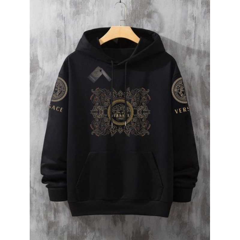 Jaket sweater hoodie pria premium branded versace cotton tebal full hantag