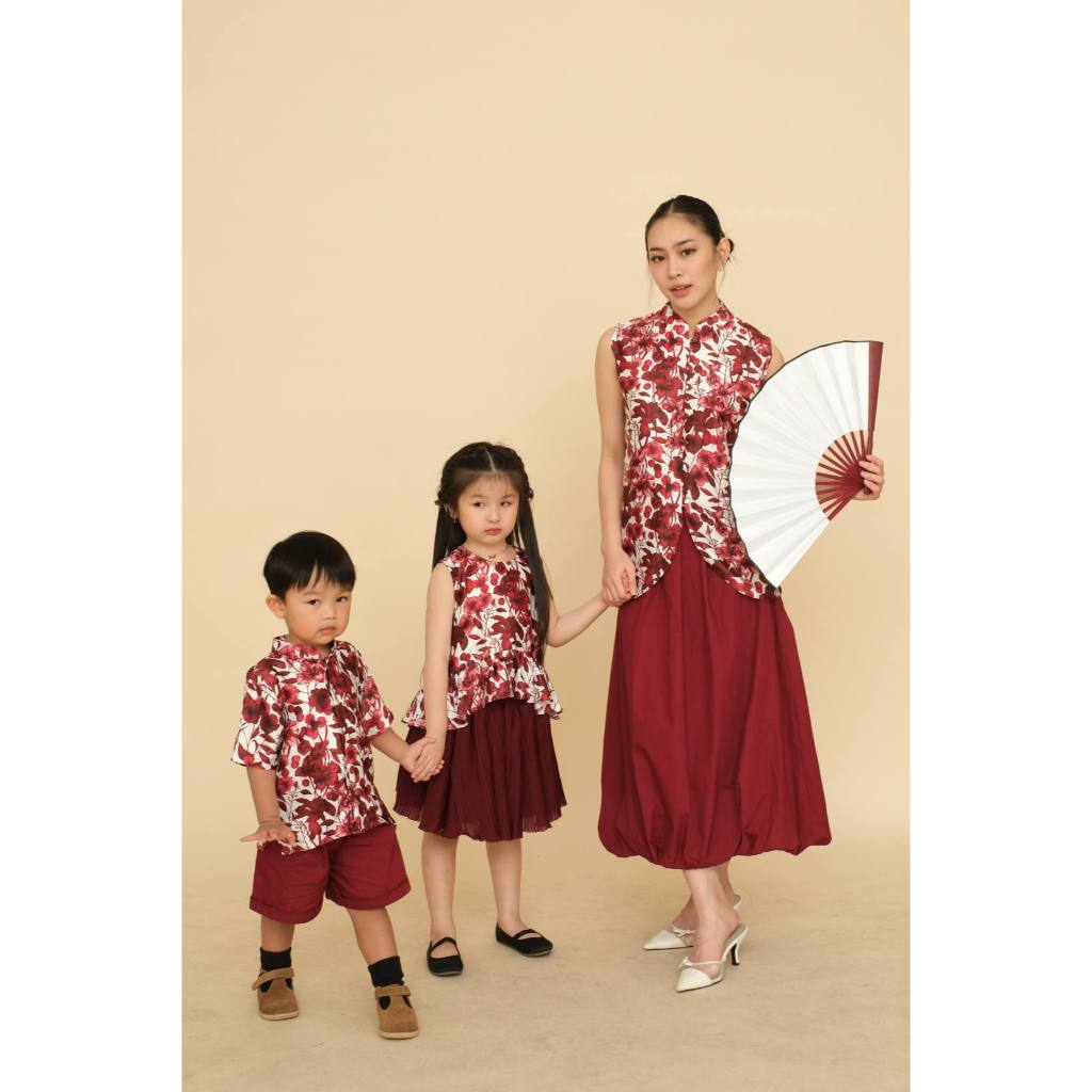 ZHE TOP | JIN XIA | Qipao Couple Anak Ibu | Cheongsam Couple | Atasan CNY | Atasan Imlek Anak | Atas