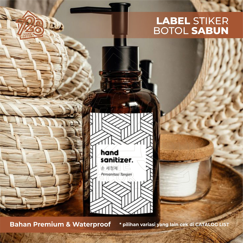 Label Stiker Botol Sabun Best Seller, Anti Air - Waterproof, Desain Motif Abstrak Unik dan Estetik /