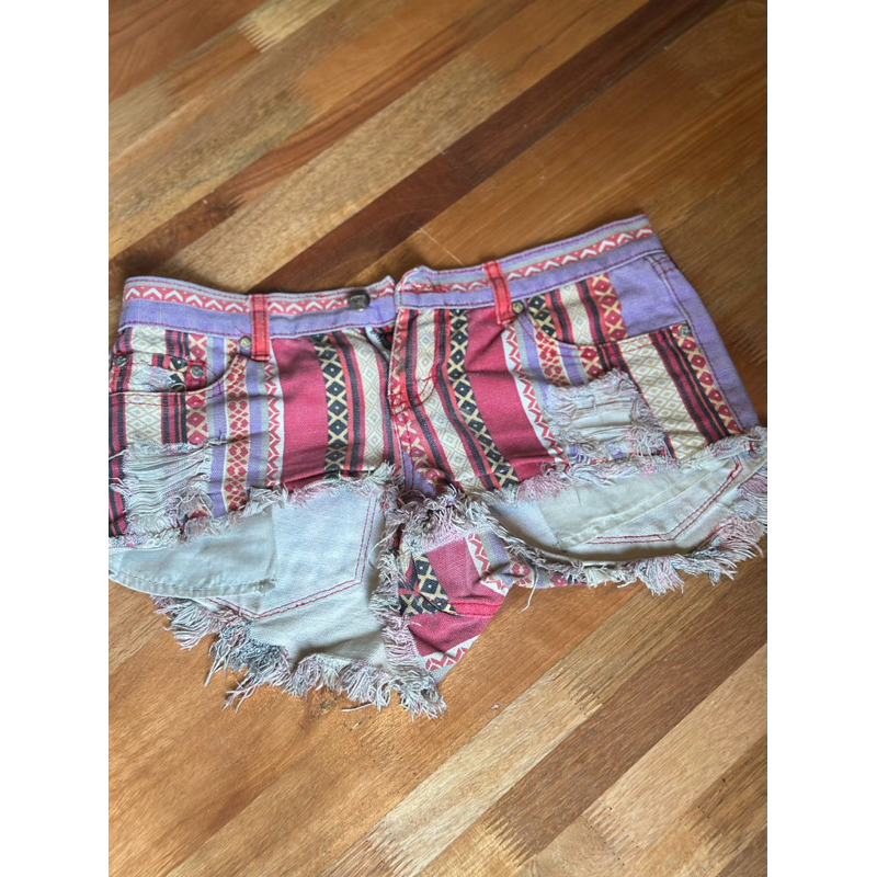 Hot Pants Low Waist Short Pants Abstract Prints Celana Pendek Hipster