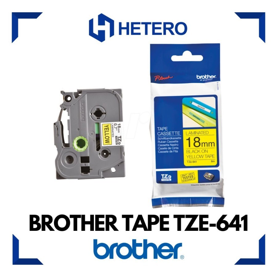 

BROTHER Color Tape TZE-641 Black on Yellow, 18mm