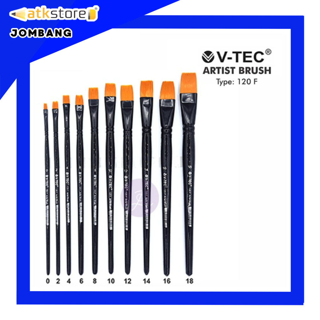 

VTEC Artist Brush Type 120F Flat Kuas Artist Brush Painting Coloring Kuas Seni Lukis Lukisan - ATJ