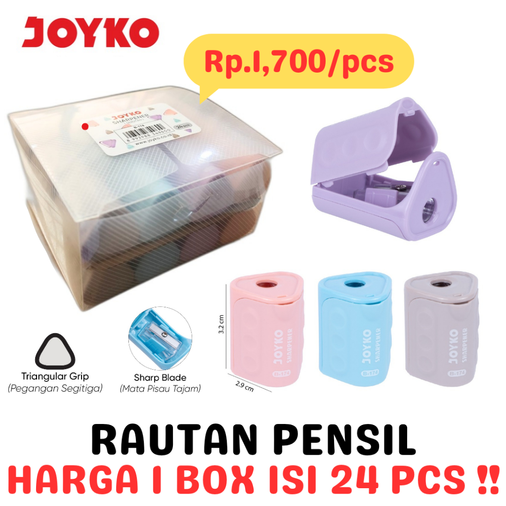 

JOYKO PENCIL SHARPENER SERUTAN RAUTAN PENSIL PERUNCING PENSIL ANAK B-174 BOX [24PCS]