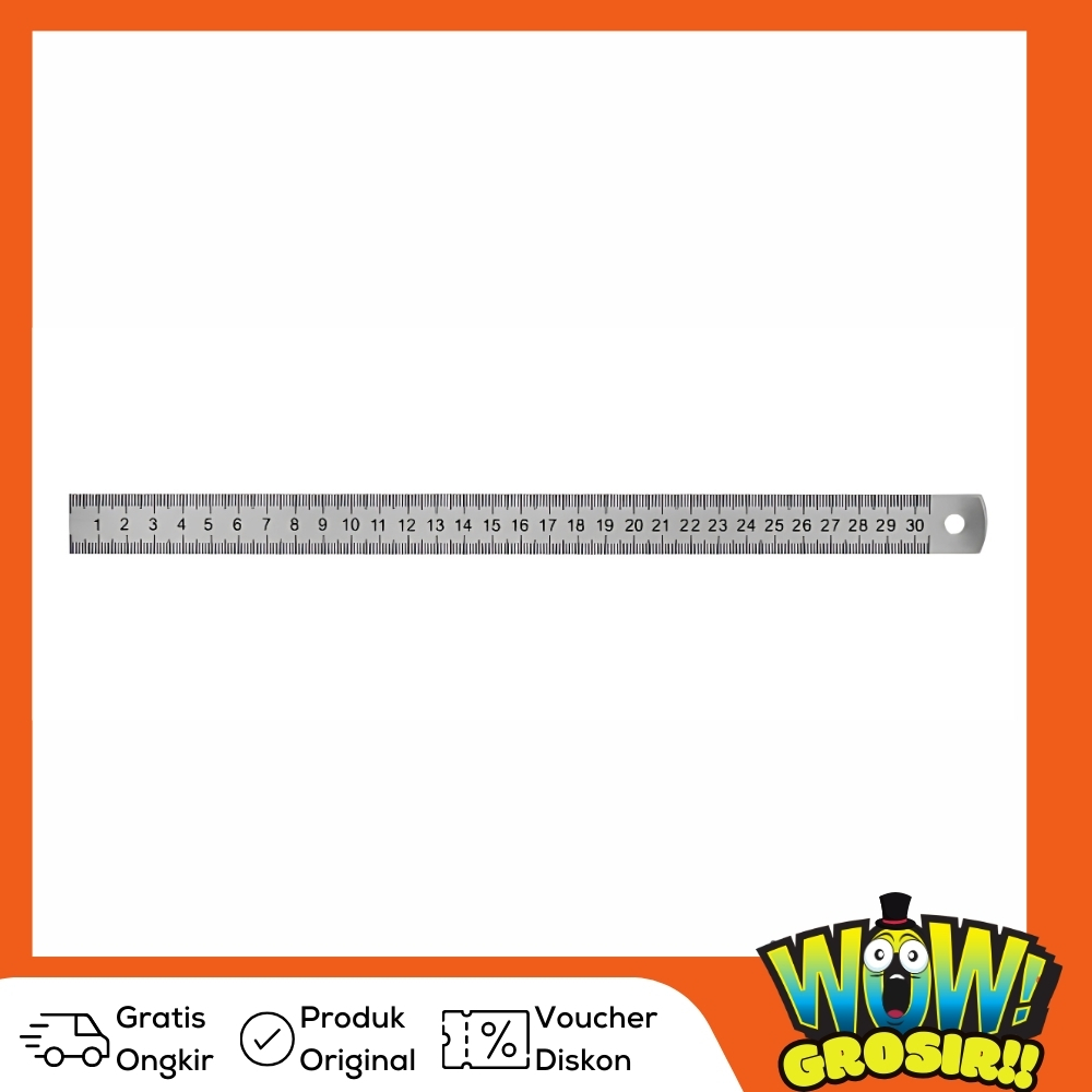 

Grosir!!! (Harga 1 LUSIN) Penggaris besi 30 cm, stainless steel ruler, penggaris besi