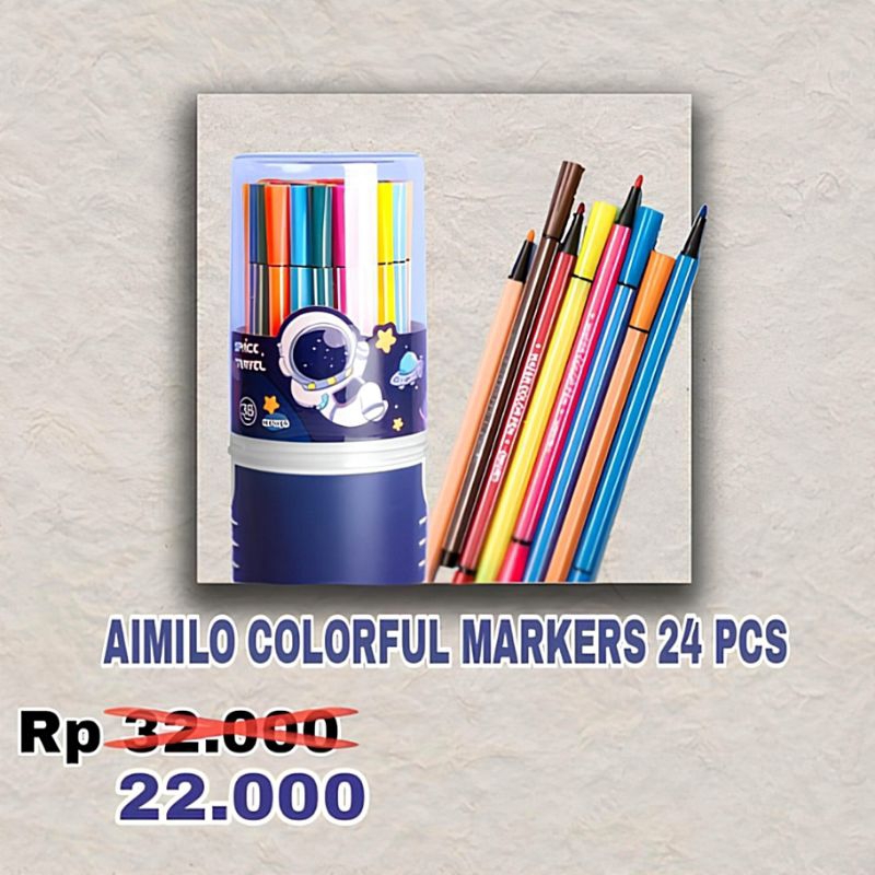

Aimilo Spidol Warna Warni 1 Set 24 pcs Hexagonal Watercolor Marker Pen Stabilo