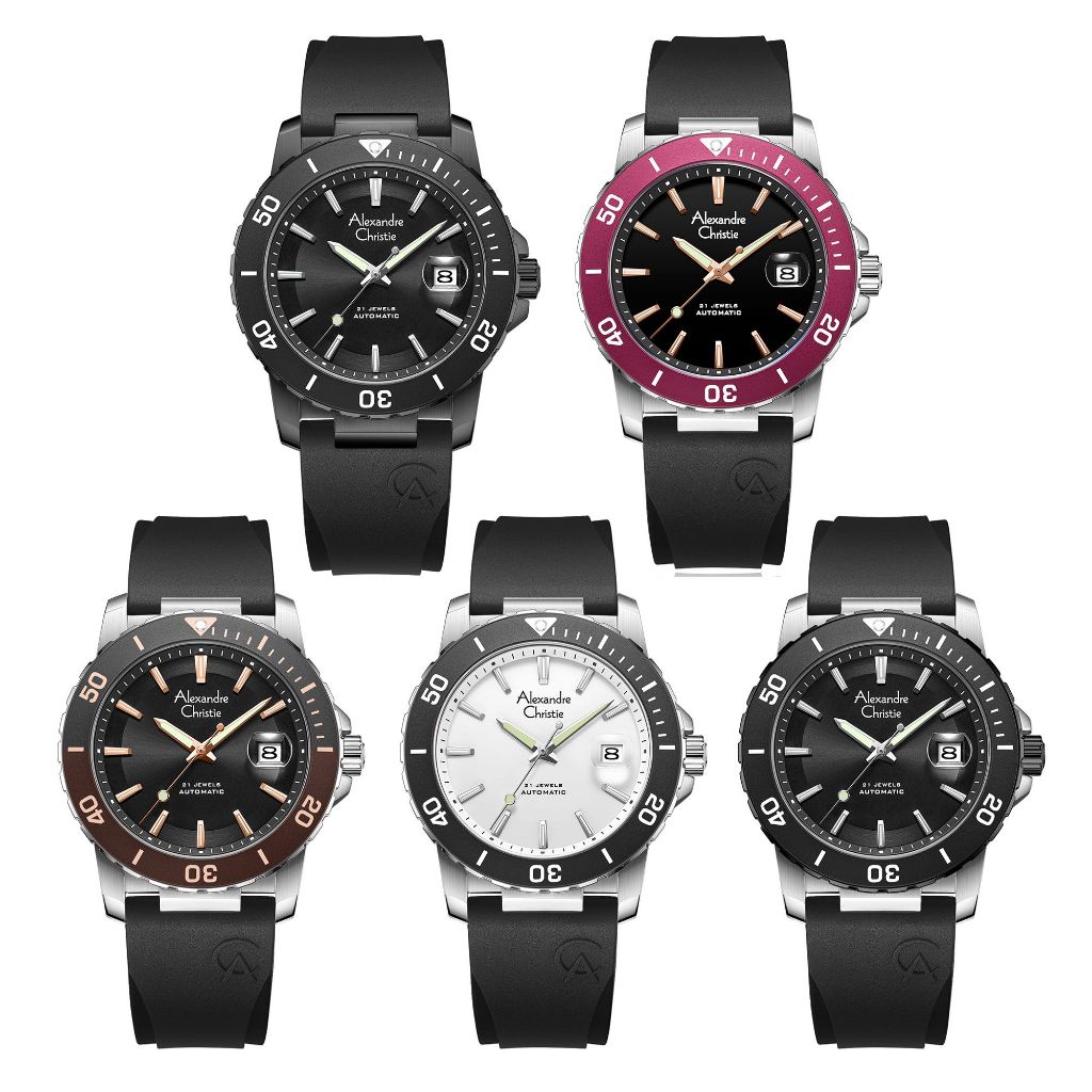 Alexandre Christie Automatic 6141MAR Jam Tangan Pria Tali Karet