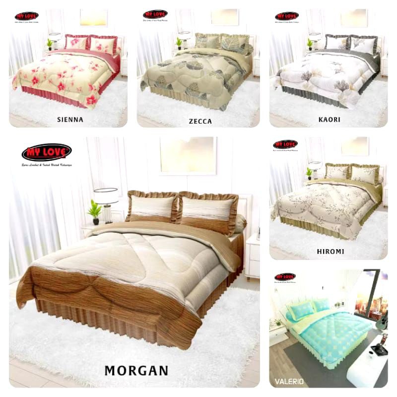 Bedcover Set 160x200 My Love Rumbai / Satu Set Bed Cover My Love 160x200 Tinggi 30 cm / Bad Cover My