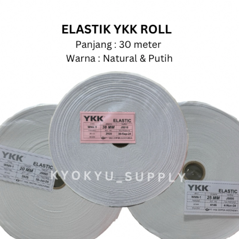 ELASTIK YKK ROLL PUTIH 25mm-50mm