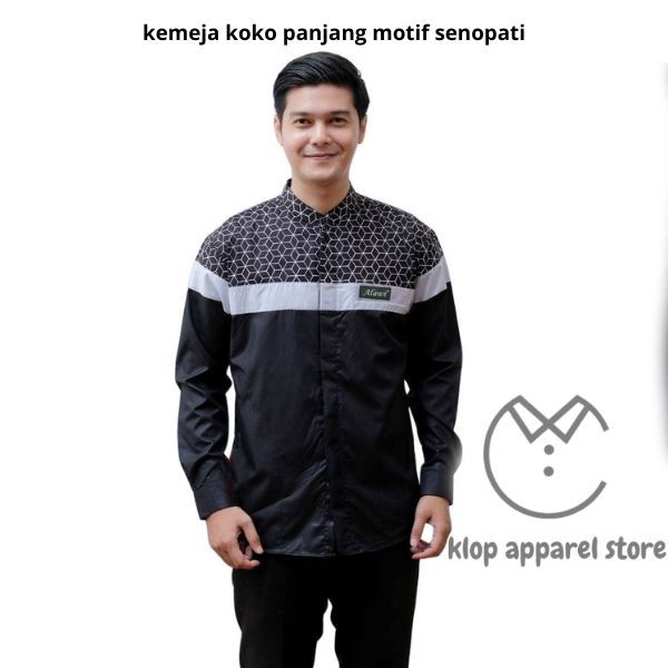 Baju koko Dewasa Kemeja koko lengan panjang dewasa motif senopati warna coksu - baju koko dewasa ter
