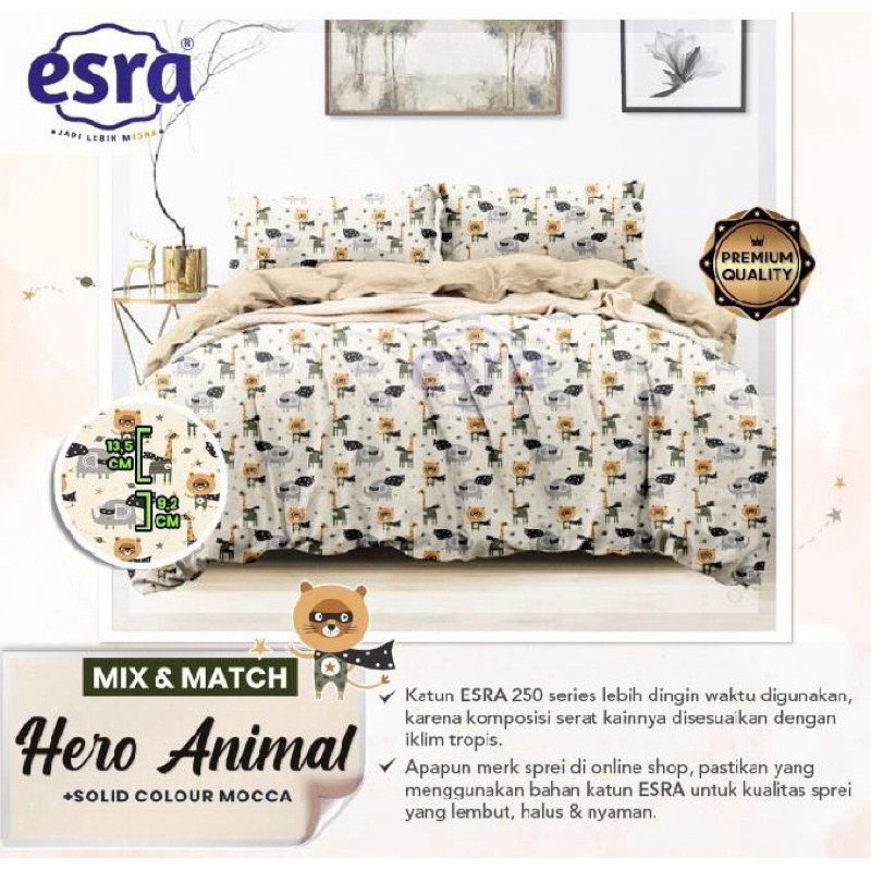 Kain Sprei Meteran Bahan Katun CVC Premium Motif Herro Animal Esra