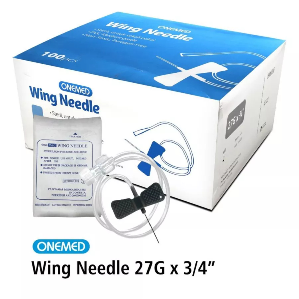 PER BOX - Wing Needle 23G 25G 27G Scalp Vein Set Wing Infusion Jarum Infus ONEMED