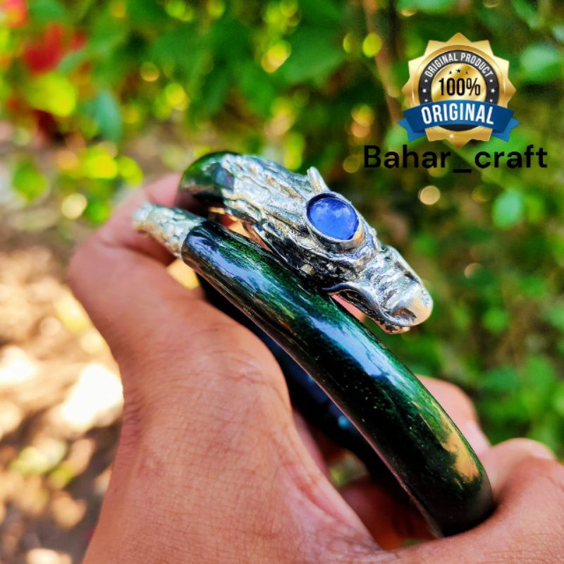 gelang akar bahar tali arus hijau variasi ring alpaka naga asli 100% original