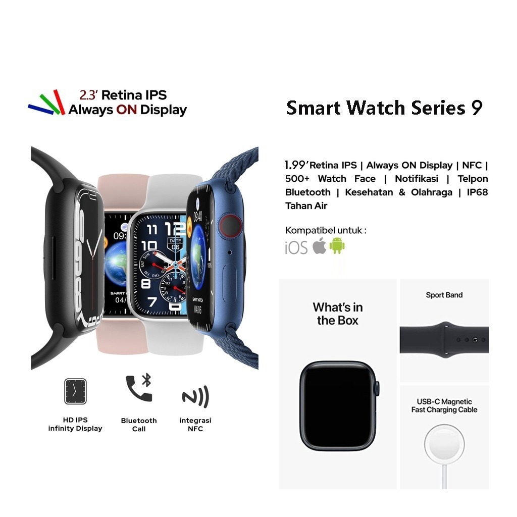 CUCI GUDANG MURAH SMARTWATCH I9 PRO MAX S ORIGINAL SMARTWATCH 2.3 "HD FULL TOUCH SCREEN WIRELESS